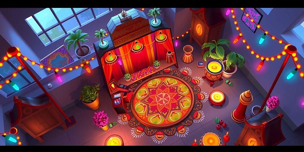 Thunder Titans Diwali event showing game world decorated with lights and rangoli