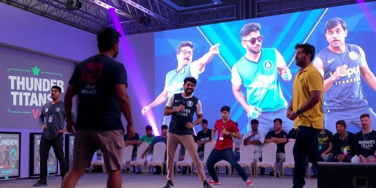 Thunder Titans national tournament finals in Mumbai with players competing on stage