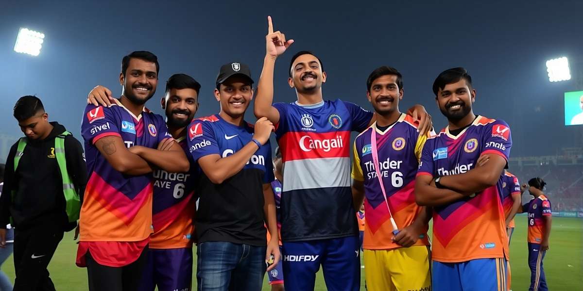 Thunder Titans group of players from different Indian regions celebrating together in-game